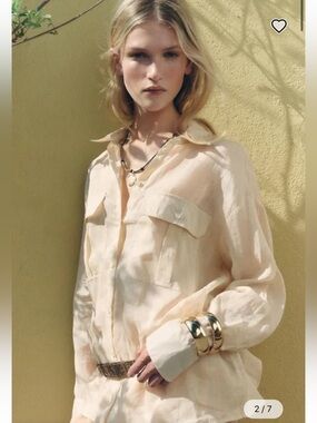 Zara 100% Rami Button-Up Shirt